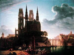 Schinkel: Catedral g�tica junto al agua, 1813